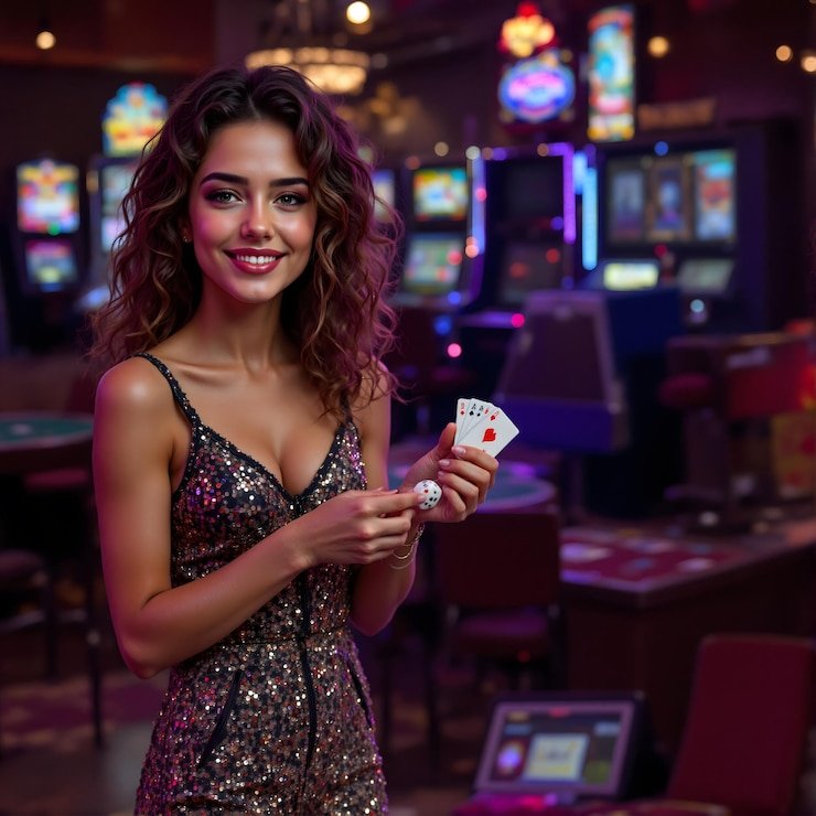 Live casino studio with multiple tables and dealers